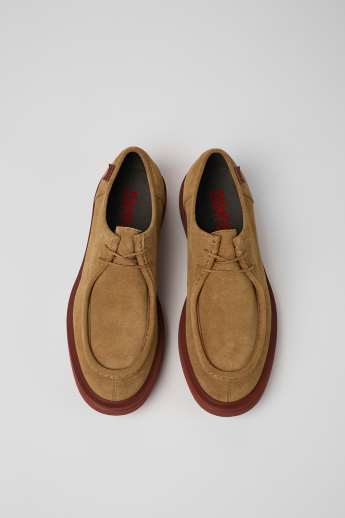 Overhead view of Norman Brown nubuck shoes for men