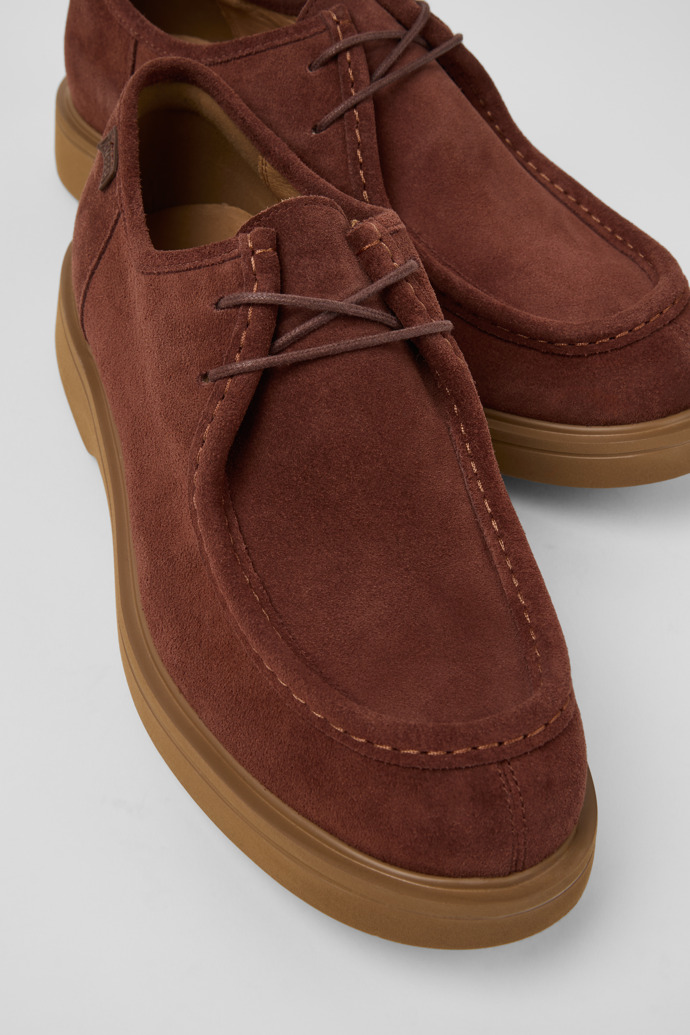 Close-up view of Norman Brown Suede Shoes for Men.