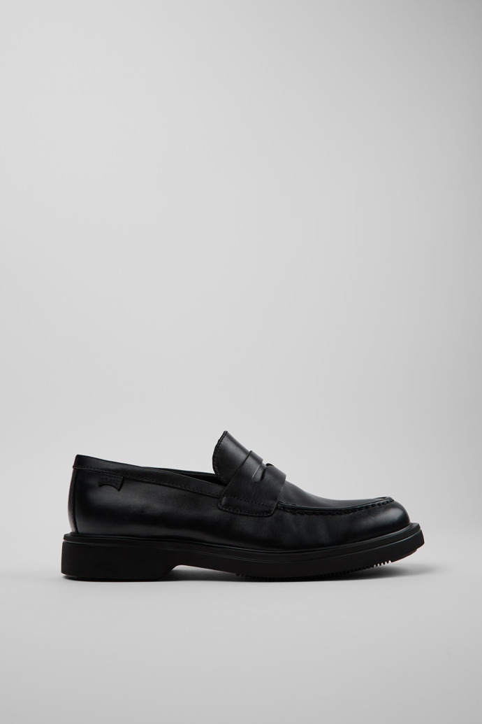 Norman Black Leather Men's Shoes. modelin yandan görünümü