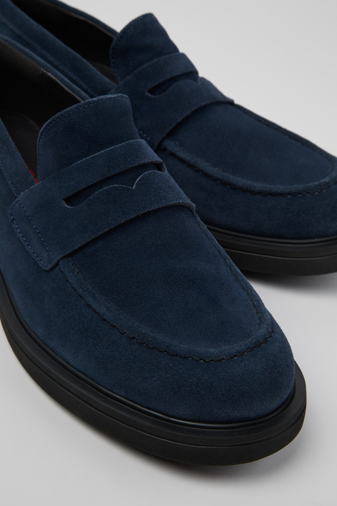 Close-up view of Norman Blue Nubuck Men's Shoes.