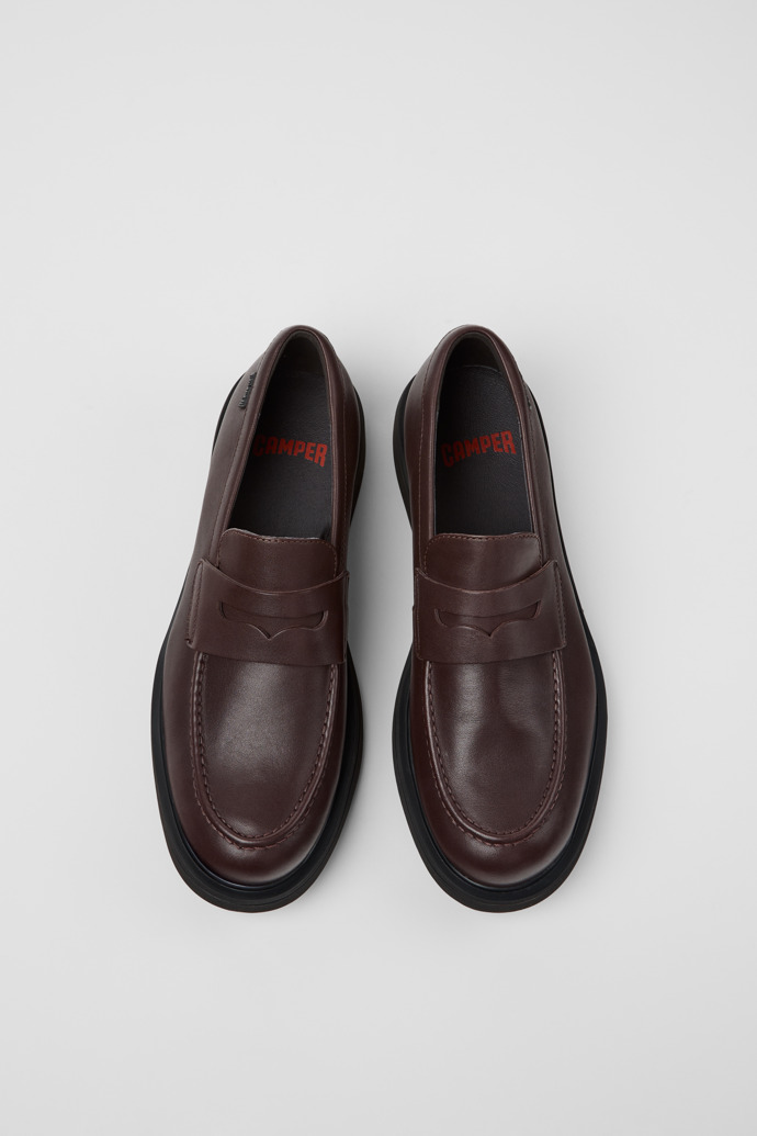 Overhead view of Norman Brown Leather Shoes for Men.