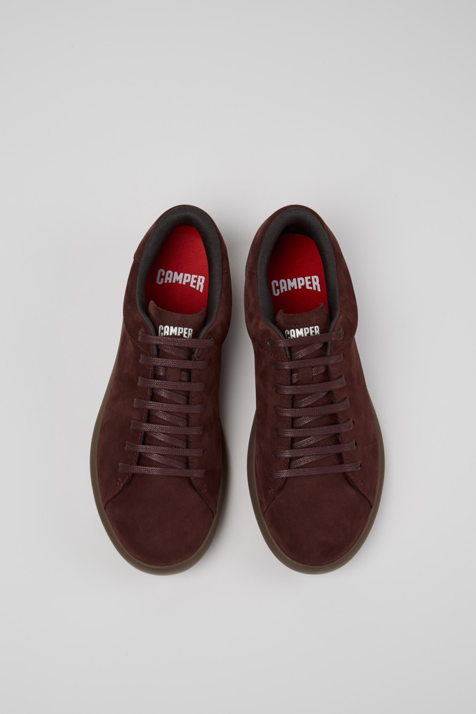 Overhead view of Pelotas Soller Burgundy Nubuck Sneakers for Men.