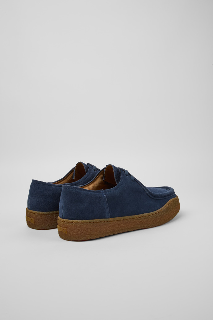 Back view of Peu Terreno Blue nubuck shoes for men