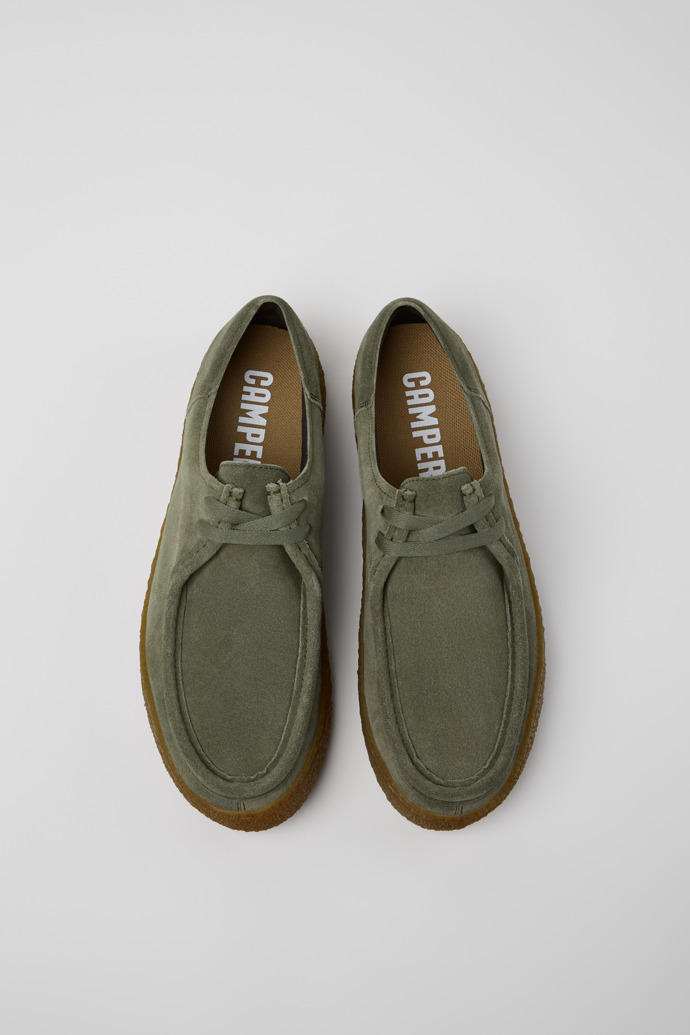 Overhead view of Peu Terreno Green Nubuck Shoes for Men.