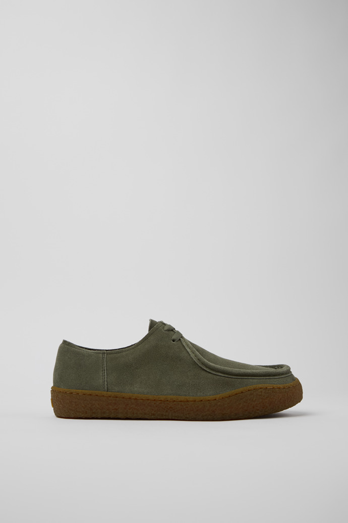 Side view of Peu Terreno Green Nubuck Shoes for Men.