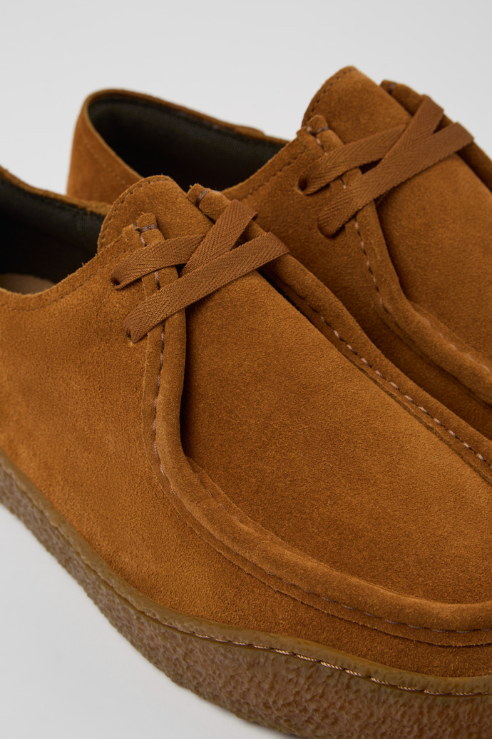 Close-up view of Peu Terreno Brown Nubuck Shoe for Men.