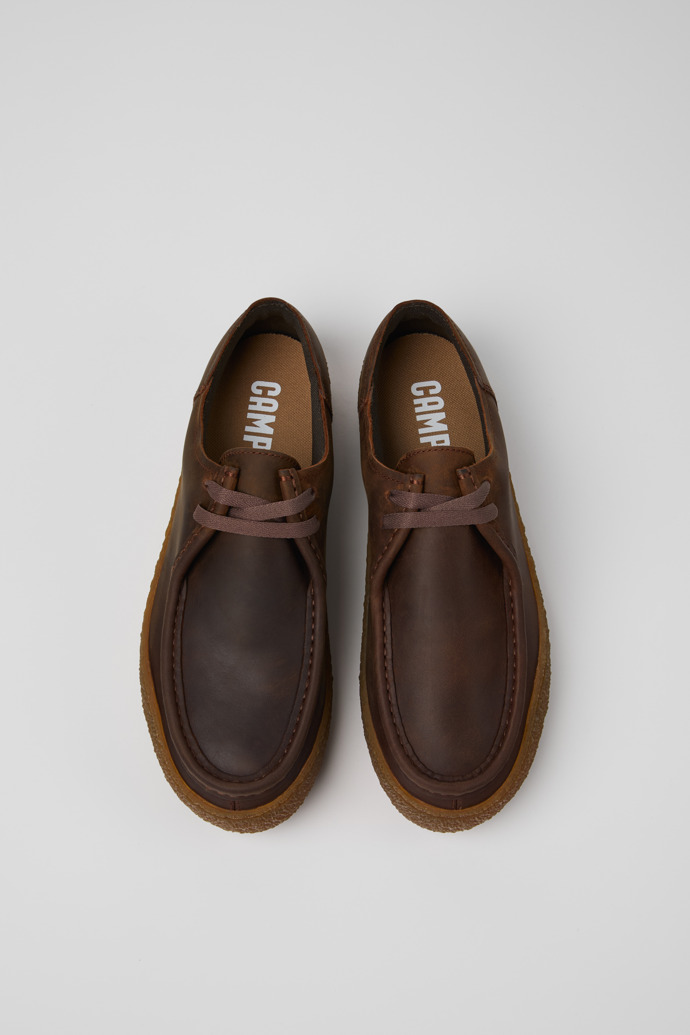 Overhead view of Peu Terreno Brown nubuck shoes for men