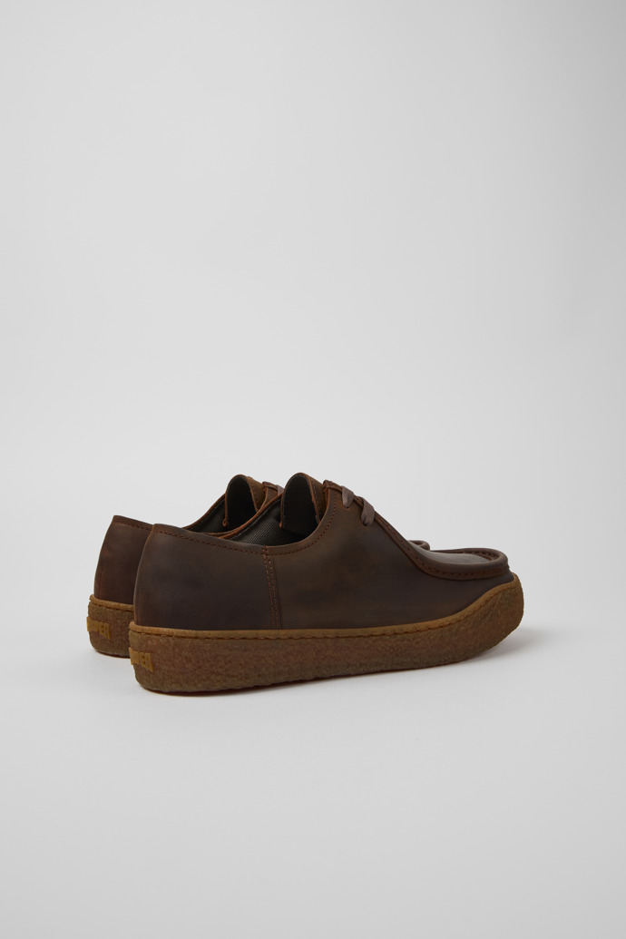 Back view of Peu Terreno Brown nubuck shoes for men