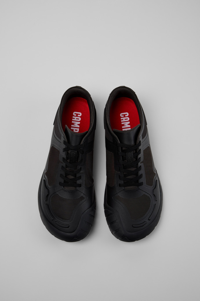 Overhead view of Path Black Textile Men's Sneakers.