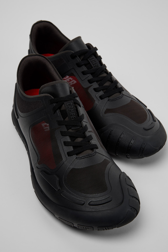 Close-up view of Path Black Textile Men's Sneakers.