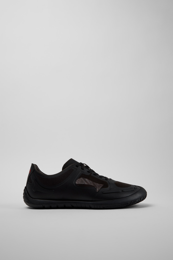 Side view of Path Black Textile Men's Sneakers.