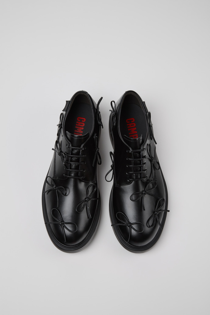 Overhead view of Dean Black Leather Men's Shoes.