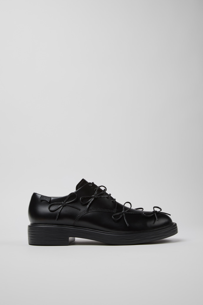 Side view of Dean Black Leather Men's Shoes.