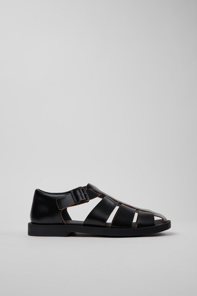 Side view of Don Black Leather Sandals for Men.