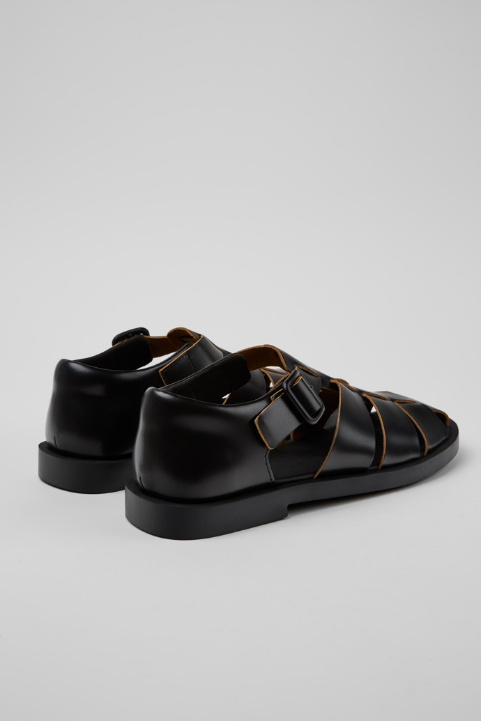 Back view of Don Black Leather Sandals for Men.