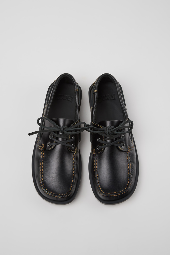 Don Mocassins/chaussures bateau en cuir noir Pour homme.