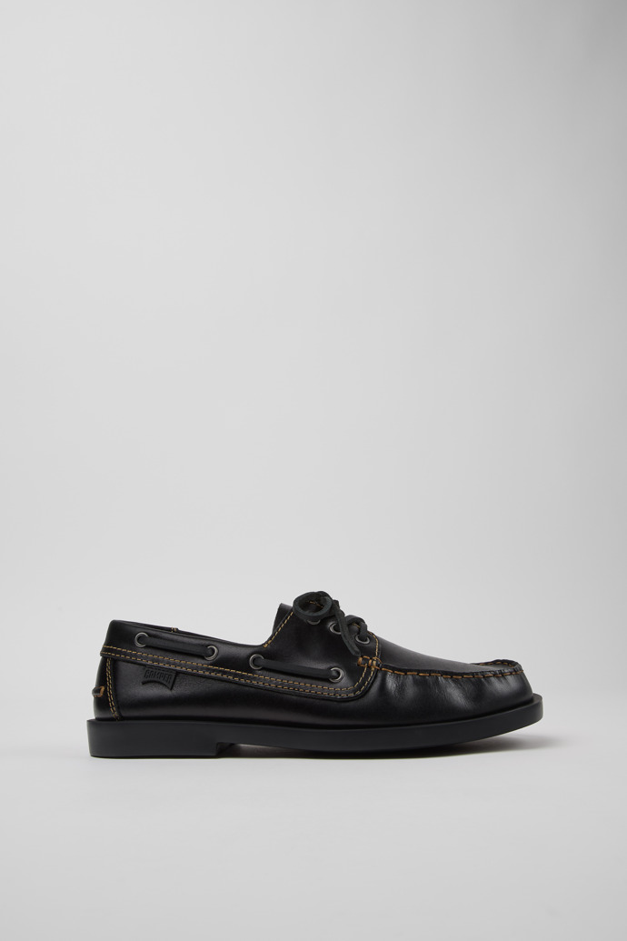Don Mocassins/chaussures bateau en cuir noir Pour homme.
