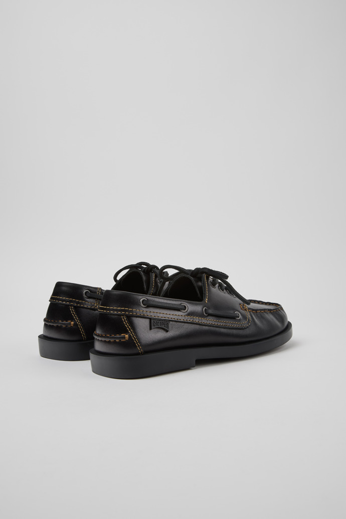 Don Mocassins/chaussures bateau en cuir noir Pour homme.