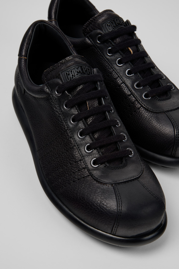 Close-up view of Pelotas Black Leather Shoes for Men.