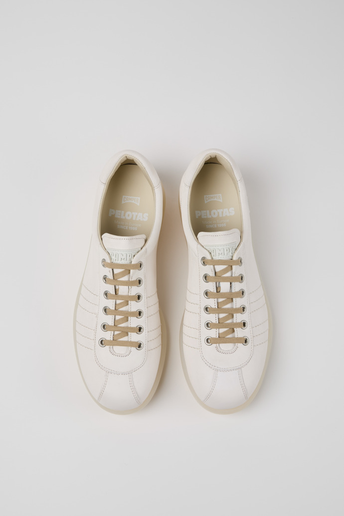 Overhead view of Pelotas White Leather Men's Shoes.