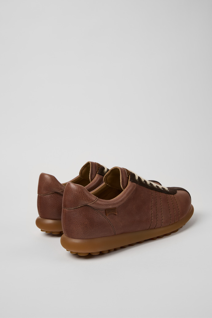 Back view of Pelotas Brown Leather and Nubuck Shoes for Men.