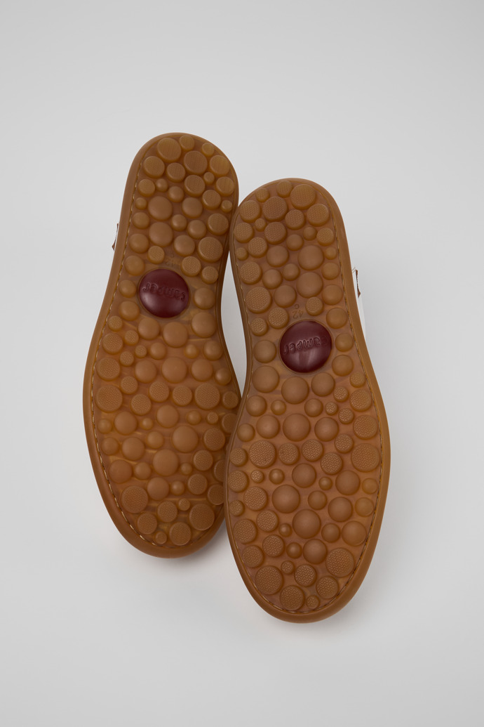 The soles of Pelotas White Leather and Nubuck Shoes for Men.