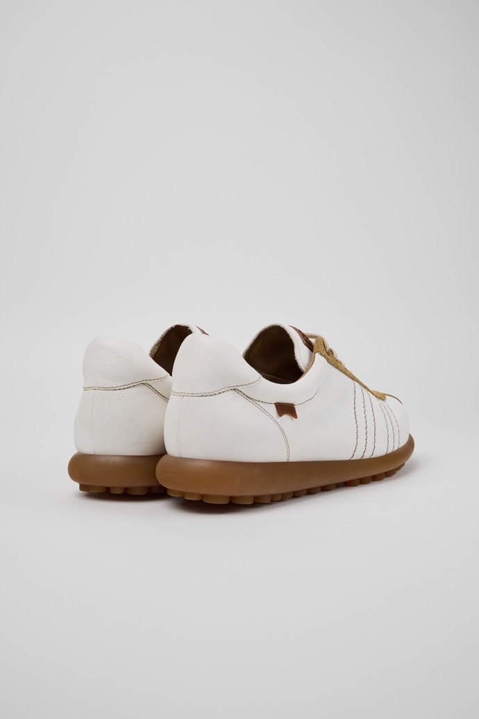 Back view of Pelotas White Leather and Nubuck Shoes for Men.