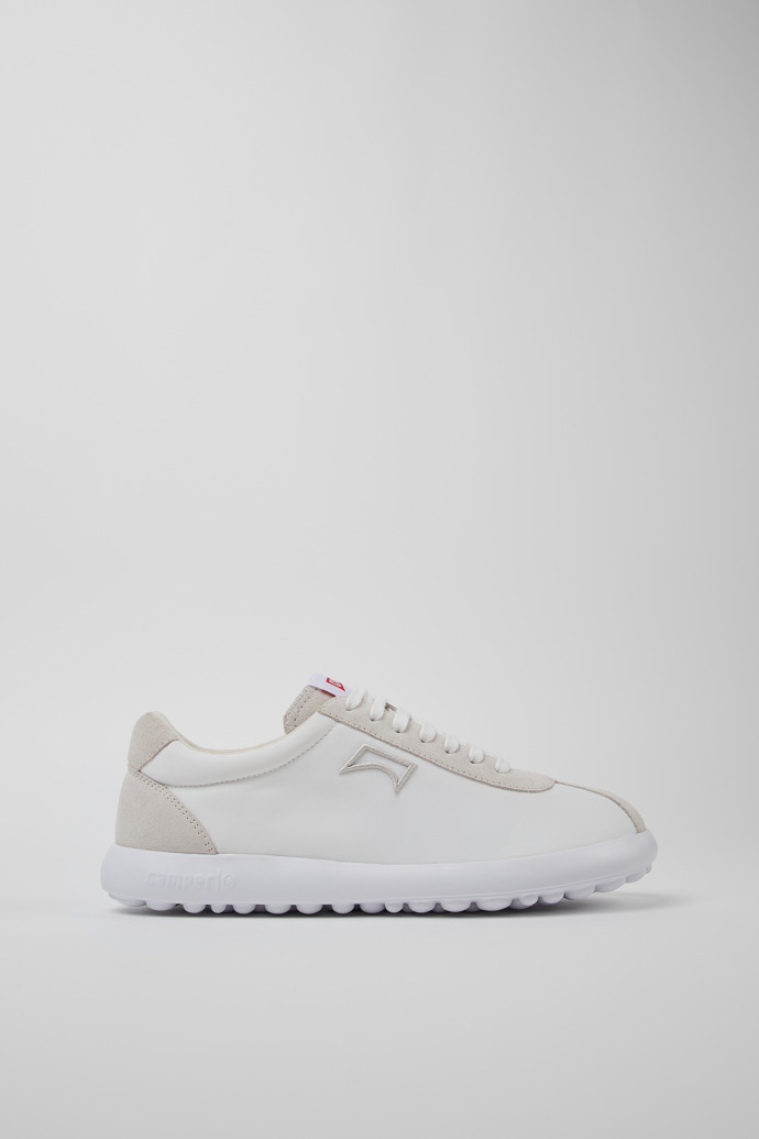 Side view of Pelotas XLite White Recycled PET and Nubuck Men's Sneakers.