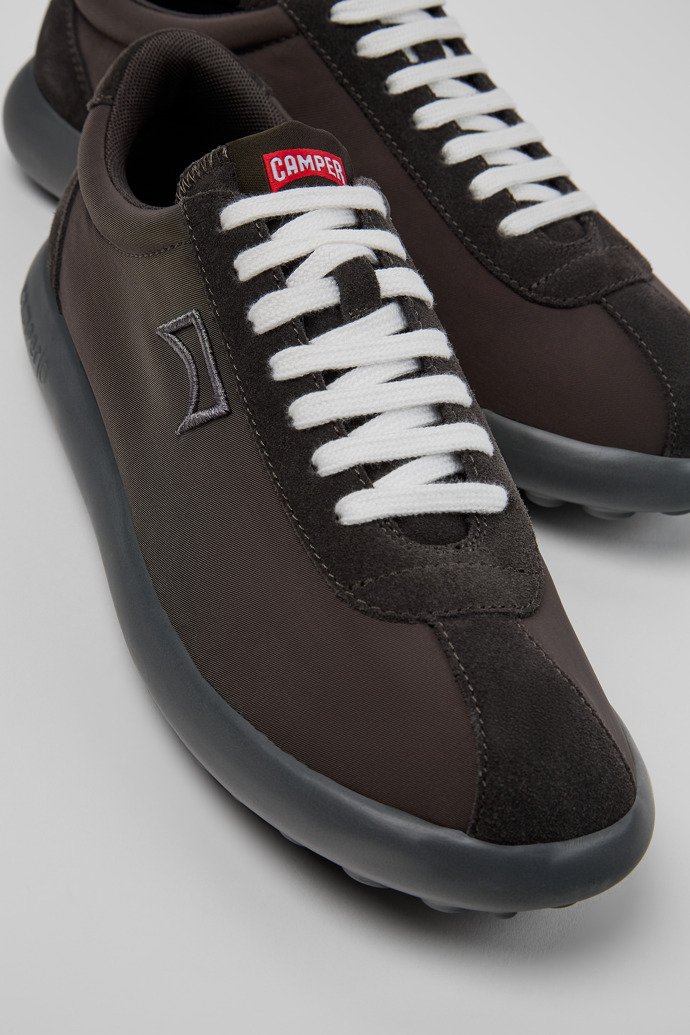 Close-up view of Pelotas XLite Gray Recycled PET and Nubuck Sneakers for Men.