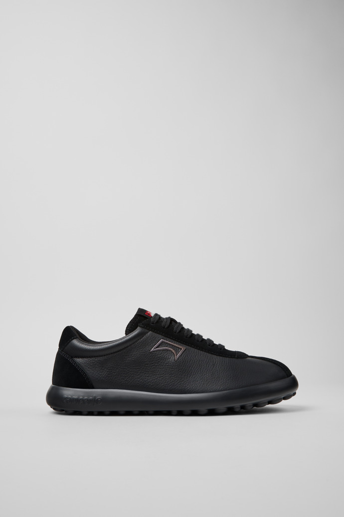 Side view of Pelotas XLF Black Leather and Nubuck Sneakers for Men.