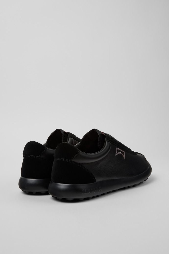 Back view of Pelotas XLF Black Leather and Nubuck Sneakers for Men.