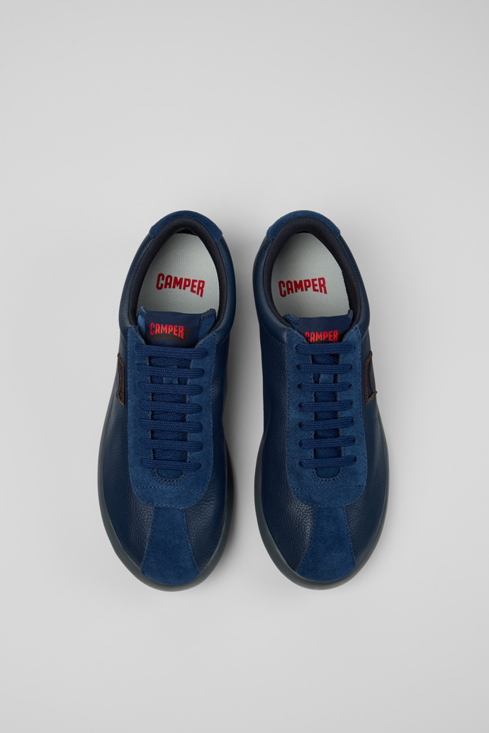 Pelotas XLF Blauer Herrensneaker aus Leder und Nubukleder.