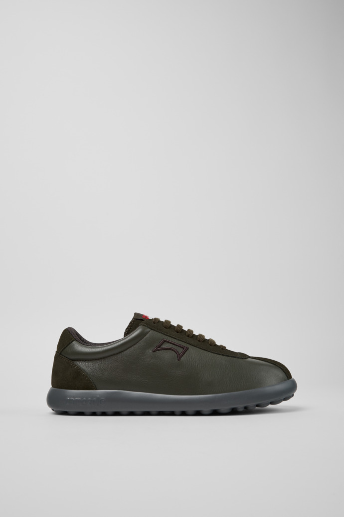 Side view of Pelotas XLF Green Leather and Nubuck Sneakers for Men.