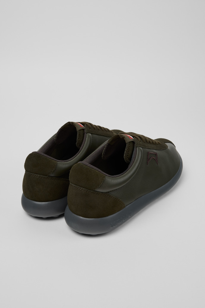 Back view of Pelotas XLF Green Leather and Nubuck Sneakers for Men.