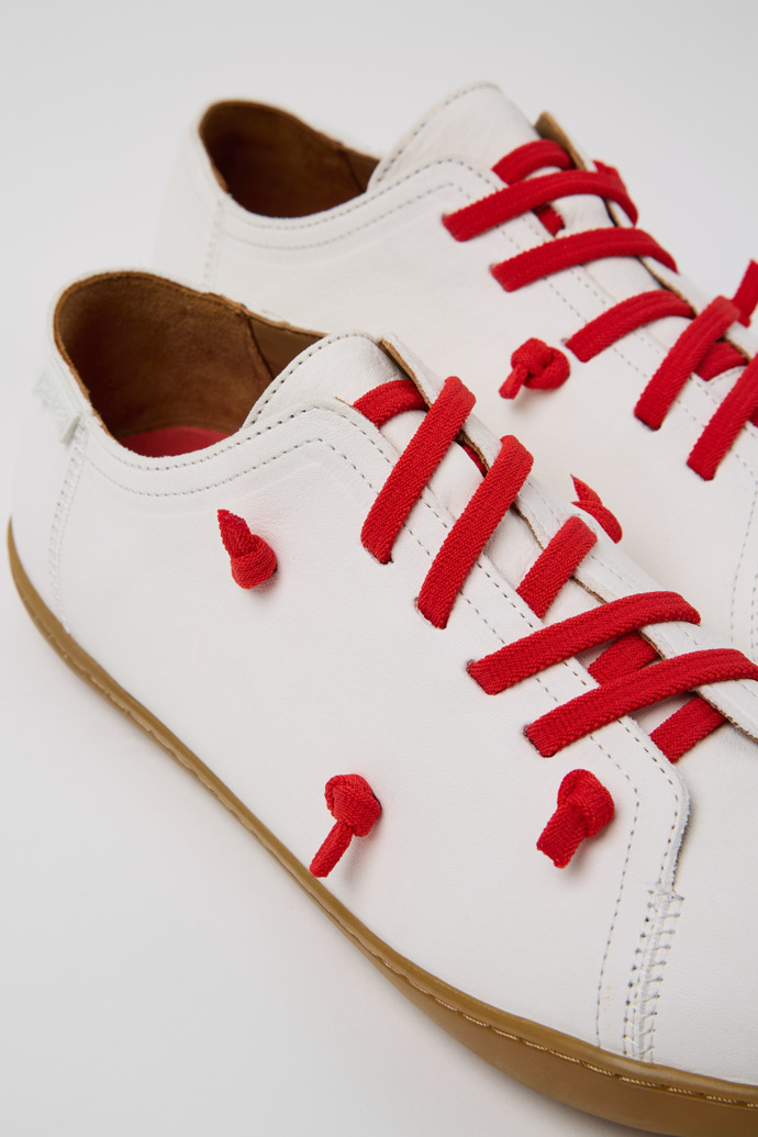 Close-up view of Twins White Vegetable Tanned Leather Shoes for Men.