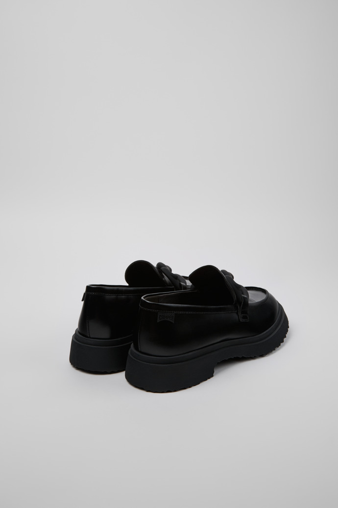 Back view of Walden Black Leather Moccasin Shoes for Men.