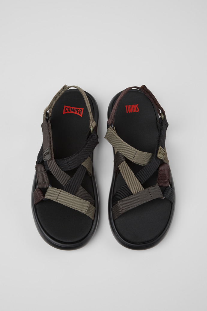 Overhead view of Twins Multicolor Recycled PET Sandals for Men.