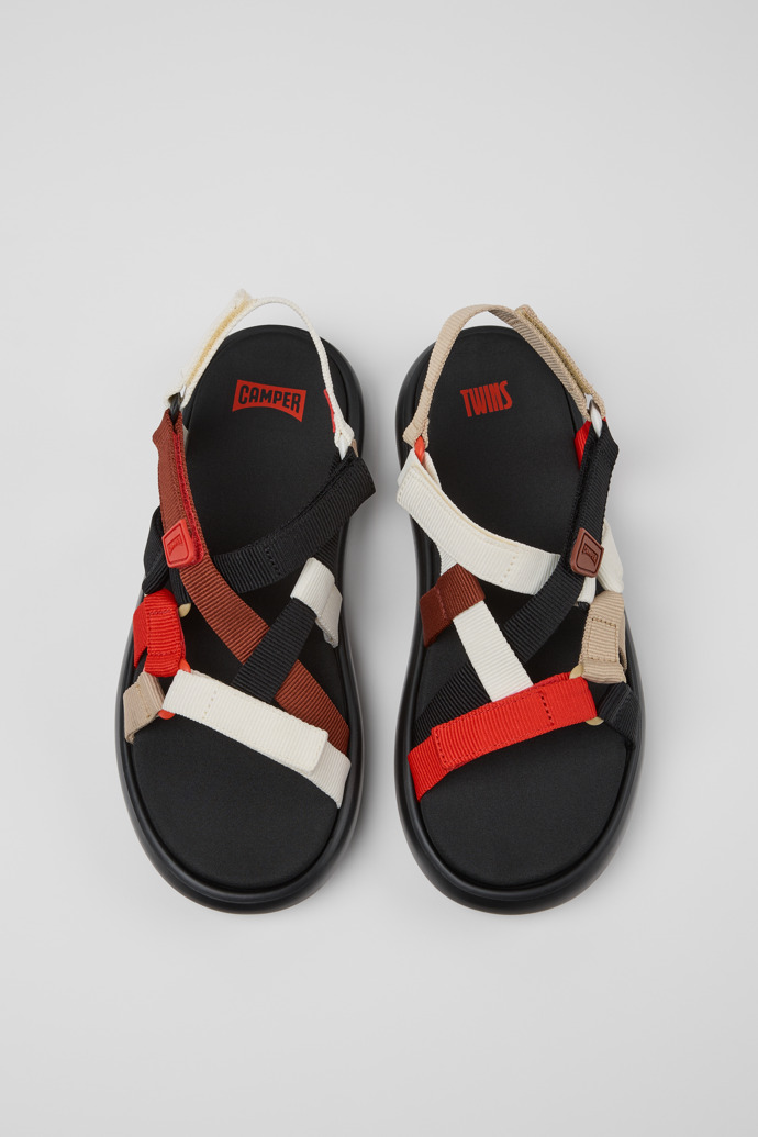 Overhead view of Twins Multicolor Recycled PET Sandals for Men.