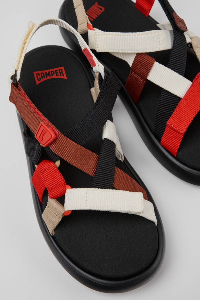 Close-up view of Twins Multicolor Recycled PET Sandals for Men.