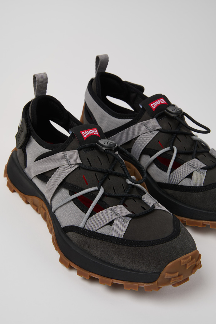 Drift Trail VIBRAM Gray Recycled PET and Nubuck Men's Sneakers.詳細画像_クローズアップ