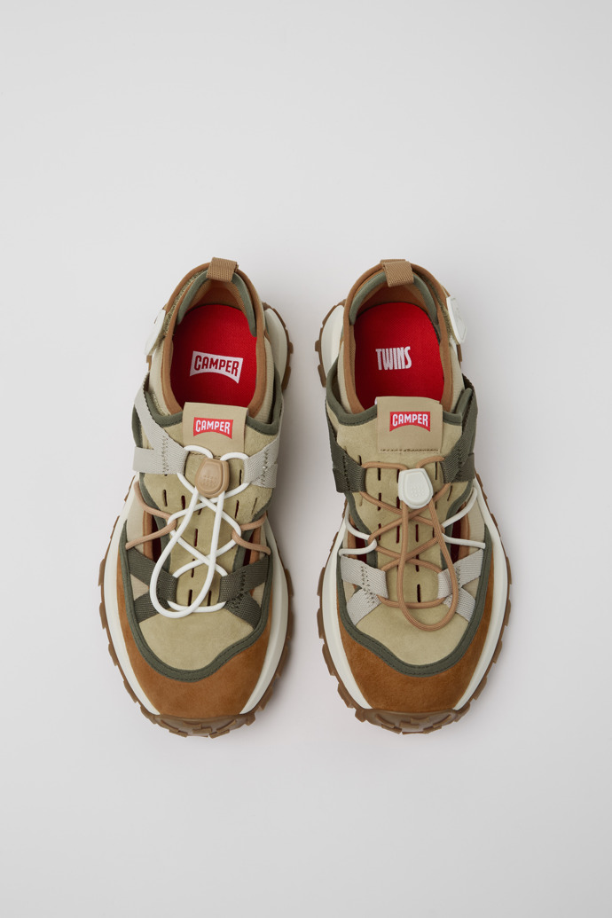 Overhead view of Twins Multicolor Recycled PET and Nubuck Men's Sneakers.