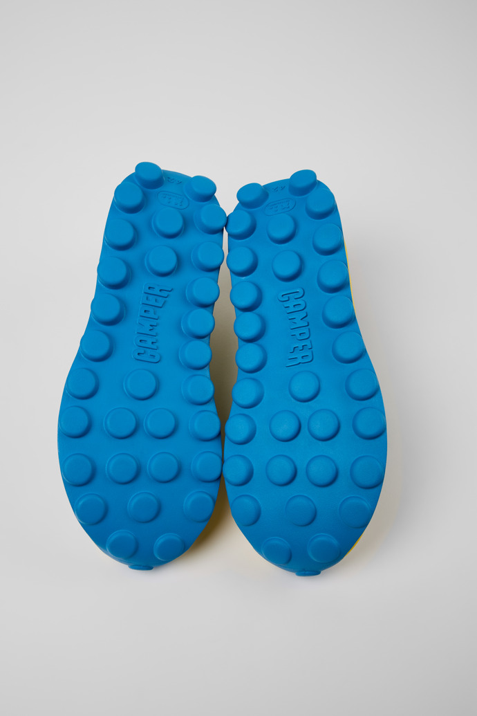 The soles of Camper x SUNNEI - PELOTISSIMA Green, Blue and White Textile Sneakers for Men.