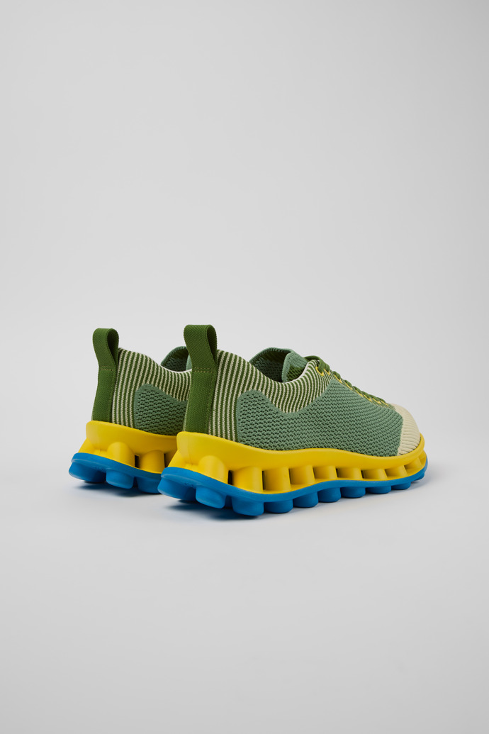 Back view of Camper x SUNNEI - PELOTISSIMA Green, Blue and White Textile Sneakers for Men.