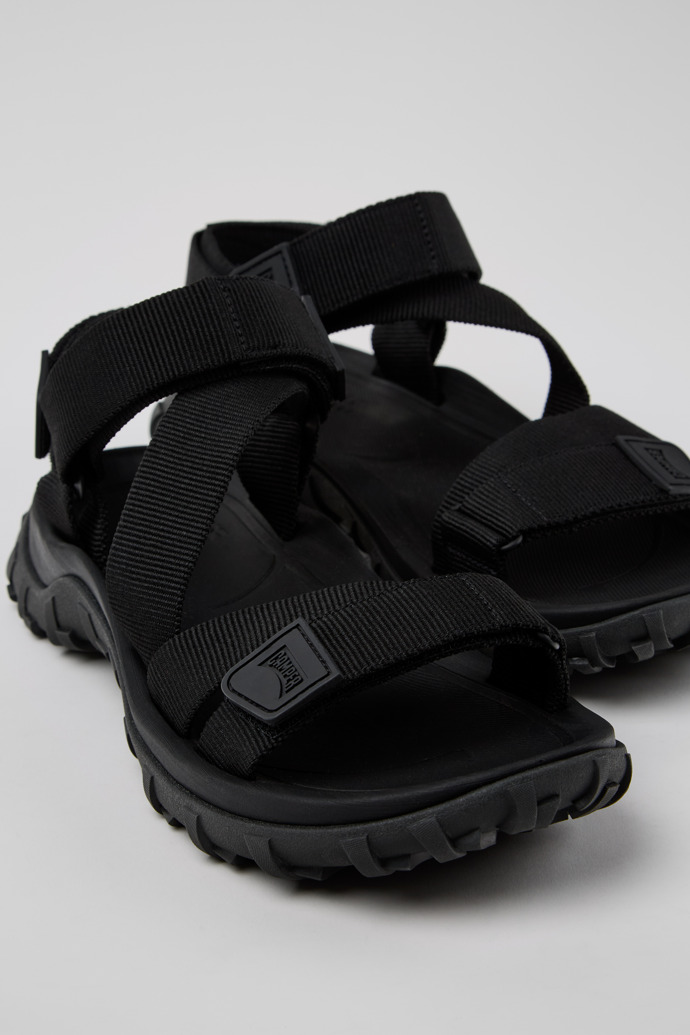 Close-up view of Drift Trail Sandal Black Recycled PET Sandals for Men.