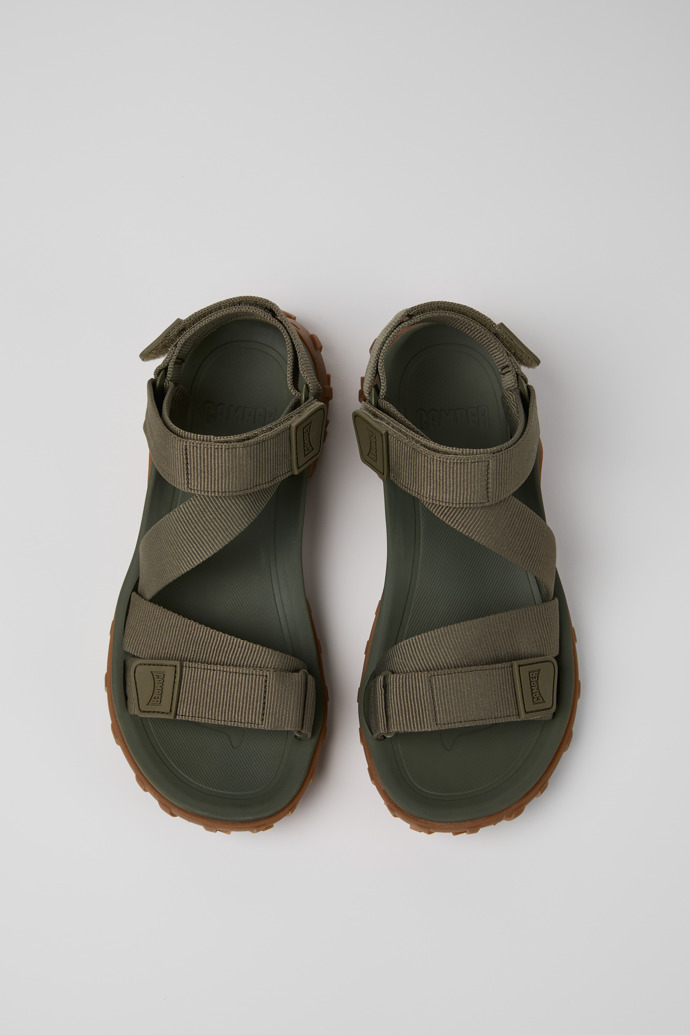 Overhead view of Drift Trail Sandal Green Recycled PET Sandals for Men.