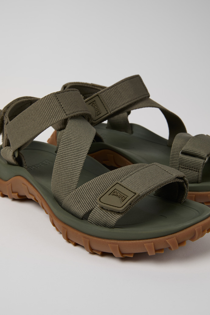 Close-up view of Drift Trail Sandal Green Recycled PET Sandals for Men.