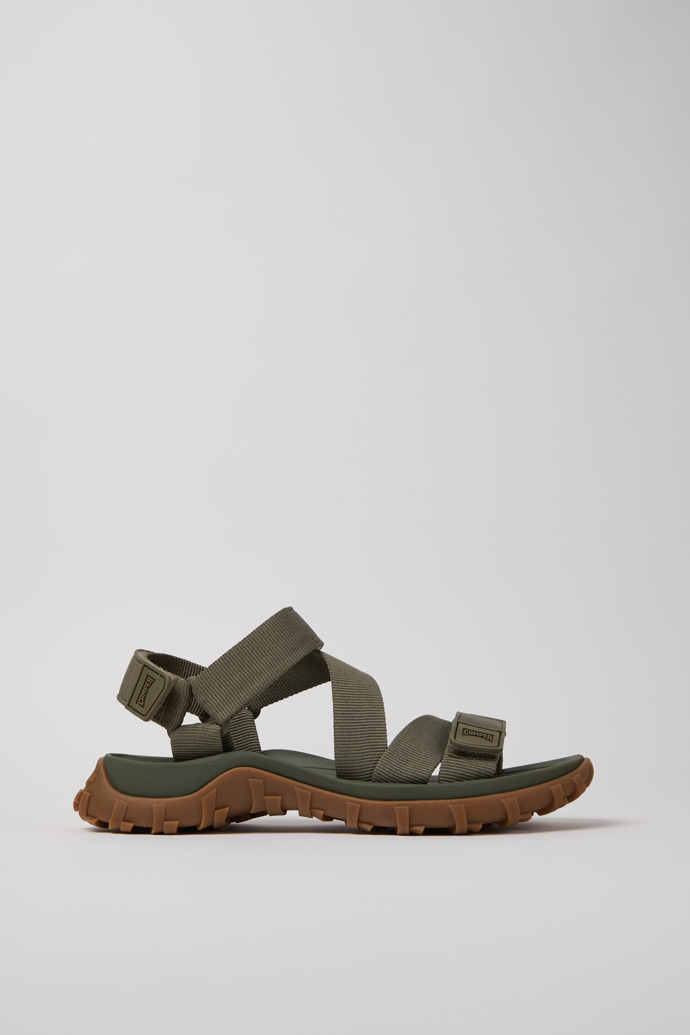 Side view of Drift Trail Sandal Green Recycled PET Sandals for Men.