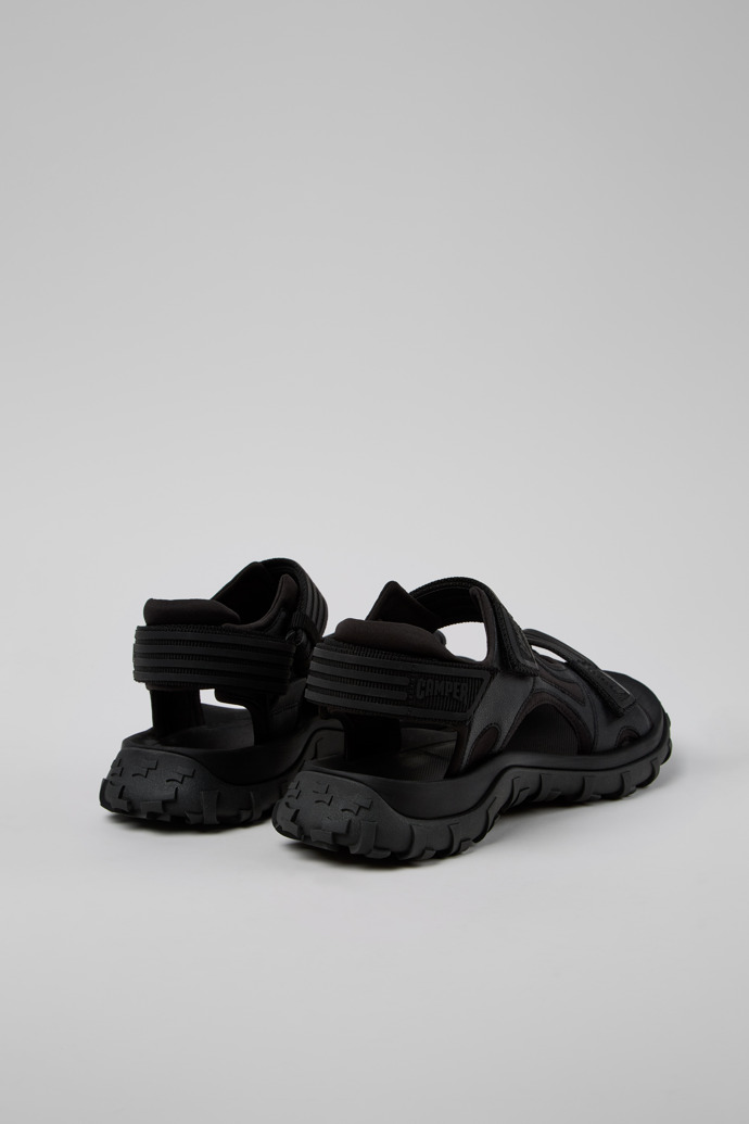 Back view of Drift Trail Sandal Black Recycled PET/Leather Sandals for Men.