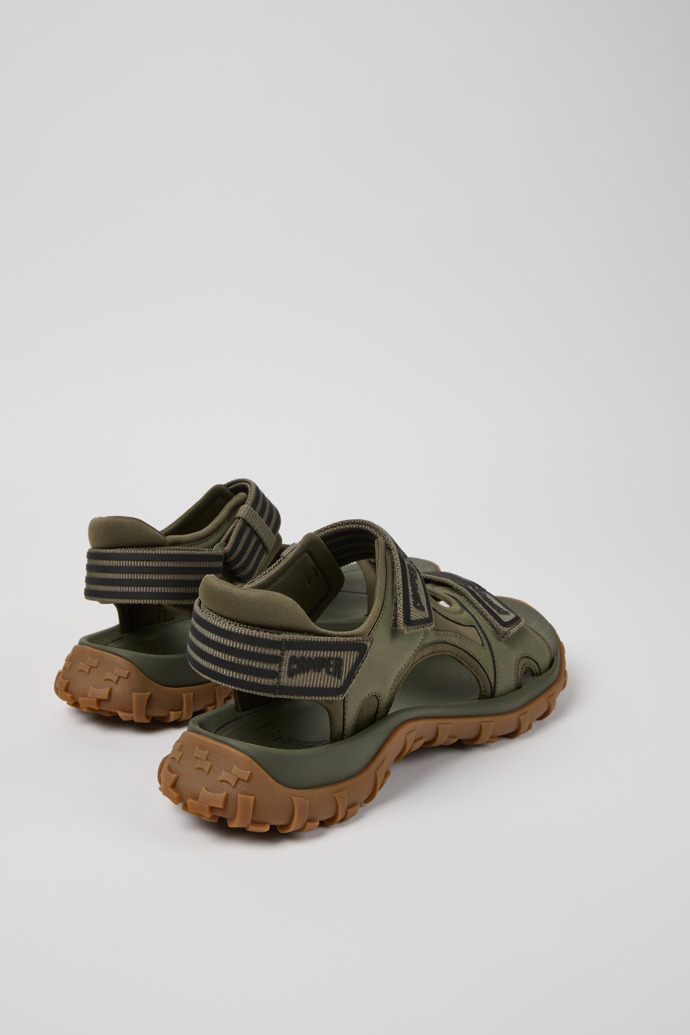 Back view of Drift Trail Sandal Green Recycled PET and Leather Sandals for Men.