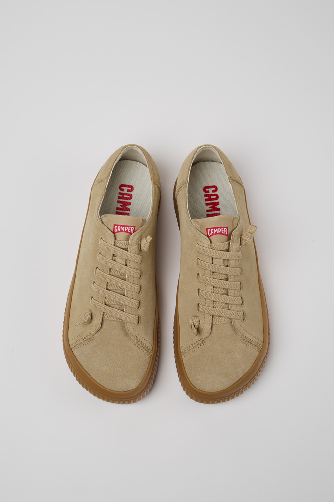 Overhead view of Peu Roda Beige Nubuck Sneakers for Men.